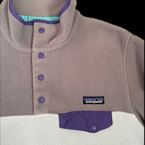 Patagonia Synchilla Lightweight Snap-T Pullover Jacket in Tri tone purple Large - Picture 3 of 4